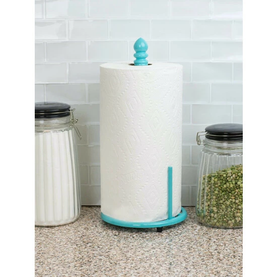 Home Basics Lattice Collection Cast Iron Paper Towel Holder, Turquoise Tools & Accessories - Image 2